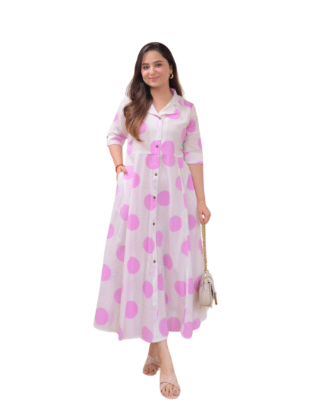 Flaunt the Florals ? Embroidered Cotton Dress with Printex Highlights (XL)